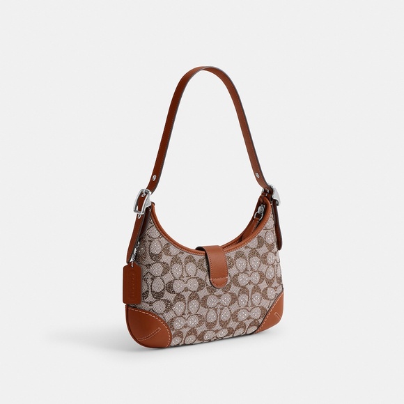Coach Hamptons Hobo Bag In Crystal Signature Jacquard Purses - Picture 6 of 6